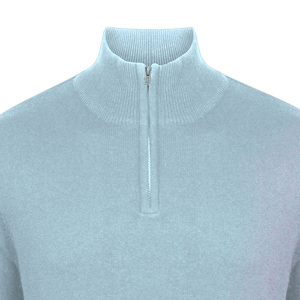 Henbury Mens 1/4 Zip Long Sleeve Sweater / Light Heather - Picture 3 of 3